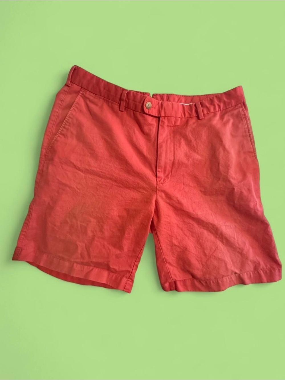 Peter Millar Mens Coral Pink Cotton Chino Shorts Size 36 Flat Front Preppy